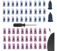 Comforso 60Pcs Car Tyre Repair Kit with Screwdriver,Fast Seal Rubber Nails 30S+30L,Portable Puncture Repair Tool for Quick Emergency Fix,Self-Service Tyre Plug Kit for Cars Motorcycles (2 Sizes)
