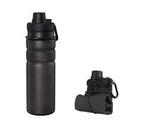 Comforso 700ml Collapsible Water Bottle,Leak-Proof Foldable Silicone Travel Bottle,Roll Up Soft Flask for Hiking,Running,Cycling & Outdoor Activities (Black)