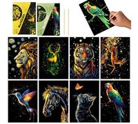Comforso 8 Pcs Luminous Rainbow Scratch Art Kit with Glow Effect,A5 Animal Scratch Notes Set & Sketch Paper for Adults & Kids,Creative Art Supplies for Stress Relief,DIY Craft Gift