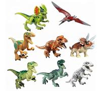 Comforso 8PCS Dinosaur Building Blocks Set, Large Dinosaur Toys, Dinosaurs Action Figures Includes T Rex, Triceratops, Dilophosaurus, Dinosaur Sets for Educational and Room Decoration