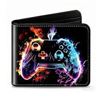 Comforso Boys Wallet, Kids Wallets for Boys with Colorful Game Controller Design, PU Leather Bifold Card Holder Money Purse, Multiple Card Slots for Cash & Cards, Gift for Gamers