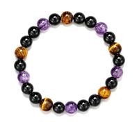Comforso Bracelets for Womens, Bracelet & Crystals, Amethyst Obsidian Stretch Bracelet, 8mm Natural Stone Beaded for Women, Adjustable Yoga Meditation Gift, Birthday Christmas Valentines