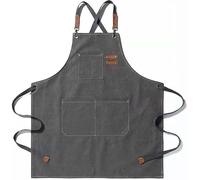 Comforso Cross Back Apron for Men and Women,Adjustable Denim Chef Apron with Large Pockets,Multipurpose Work Apron for Cooking,BBQ,Gardening,Craft,Heavy Duty Canvas Apron for Workshop (Grey)
