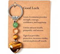 Comforso Good Luck Gifts & Charm Keyrings for Women, Green Aventurine Stone Keychain with Message Card, Inspirational Gift for New Beginnings, Promotion, New Job, Coworker Leaving (type 2)