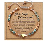 Comforso Handmade Healing Bracelets for Women, Natural Stone Beaded Bracelet with Inspirational Card, Thinking of You Gifts for Women & 'Get Well Soon' Gift for Her, Sister, Friend (Heart)
