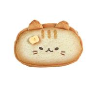 Comforso Super Cute Lucky Bread Toast Cat Pencil Case,Large Capacity Soft Plush and Fluffy Zipper Pouch for Pens,Makeup & Office Storage (Tanuki cat)