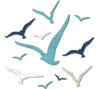 Comforso Wooden Seagull Wall Decor,11 Piece Nautical Beach Coastal Art Set,Small Sea Birds Ocean Adhesive Sculptures,Vintage Ornaments for Living Room,Bathroom,Bedroom & Seaside Home Decor