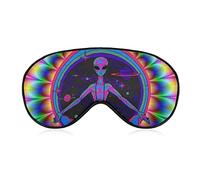 Comfort and Lightweight Eye Mask Blindfold Eyeshade for Boys Girls, Tie Dye Trippy Space Alien Art Sleep Mask for Naps Trip Meditation, Machine Washable BlockLight