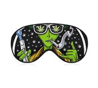 Comfort and Lightweight Eye Mask Blindfold Eyeshade for Kids Teens Girls Women, Silk Sleeping Mask Sleeping Eye Mask with Elastic Strap (Alien Smoking Leaf Art)