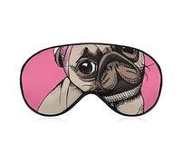 Comfort and Lightweight Eye Mask Eyeshade for Adult Kids Boys Teens, Cartoon Pug Dog Pink Art Sleep Mask for Sleeping Shift Work Yoga, Machine Washable Relieve Eye Stress