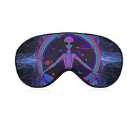 Comfort and Lightweight Eye Mask Eyeshade for Adult Kids Boys Teens, Trippy Blue Tie Dye Space Alien Art Sleep Mask for Sleeping Shift Work Yoga, Machine Washable Relieve Eye Stress