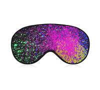 Comfort and Lightweight Eye Mask Eyeshade for Kids Teens Girls Women, Colorful Acrylic Paint Splatter Blob on Black Pattern Sleep Mask for Sleeping Plane Blindfold Game, Machine Washable