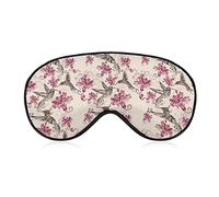 Comfort and Lightweight Eye Mask Eyeshade for Kids Teens Girls Women, Hummingbird Art with Orchid Flowers Birds Art Sleep Mask for Sleeping Plane Blindfold Game, Machine Washable