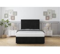 Comfort Arya Black Plush Divan Bed Set No Drawers - 54" Floor Standing & 12" Footboard 3' Single