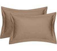 Comfort Beddings 2 Pack Oxford Pillowcases - 50x90cm Super King Pillow Covers - Premium Cotton-Polyester Blend - Taupe Super King Pillow Cases with Envelope Closure - Hotel Quality