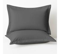 Comfort Beddings 2 Pack Oxford Pillowcases - 50x90cm Super King Pillow Covers - Premium Cotton-Polyester Blend - Grey Super King Pillow Cases with Envelope Closure - Hotel Quality
