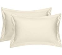Comfort Beddings 2 Pack Oxford Pillowcases - 50x90cm Super King Pillow Covers - Premium Cotton-Polyester Blend - Ivory Super King Pillow Cases with Envelope Closure - Hotel Quality