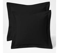 Comfort Beddings 2 Pack Oxford Pillowcases - 65x65cm Continental Euro Pillow Covers - 100% Egyptian Cotton - 600 Thread Count Sateen - Black Square Pillow Cases with Envelope Closure - Hotel Quality