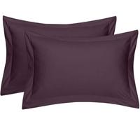 Comfort Beddings 2 Pack Oxford Pillowcases - 65x65cm Continental Euro Pillow Covers - 100% Egyptian Cotton - 600 Thread Count Sateen - Plum Square Pillow Cases with Envelope Closure - Hotel Quality
