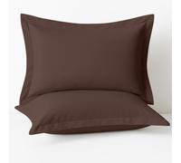 Comfort Beddings Heavy Quality 600 Thread Count 100% Egyptian Cotton Oxford Pillow Cases Pack Of 2 - Chocolate Brown (Standard Size 50 x 75 CM)