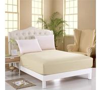 Comfort Beddings Heavy Quality Extra Deep Fitted Sheets 16" 40CM Deep 100% Cotton Blend Single Fitted Sheet Cream, Super Soft, Hypoallergenic Fitted Bed Sheets (Single, Cream)