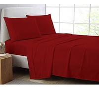Comfort Beddings Premium Quality Double Bed Sheet Set Burgundy Red 600TC 100% Egyptian Cotton Double Size Bedding Set (Fitted sheet, Flat sheet, 2 Pillowcases) Deep Pocket, Soft Bed Sheets