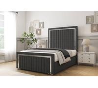 Comfort Beds Boston Chrome Dumfries Bed Frame - 50" Upholstered Headboard in Dark Grey | Size: Small Double Comfort Beds Dark Grey Small Double