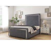 Comfort Beds Boston Chrome Plush Bed Frame - 50" Upholstered Headboard in Dark Grey | Size: Small Double Comfort Beds Dark Grey Small Double