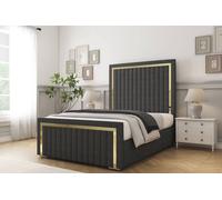 Comfort Beds Boston Gold Dumfries Bed Frame - 50" Upholstered Headboard in Dark Grey | Size: Small Double Comfort Beds Dark Grey Small Double