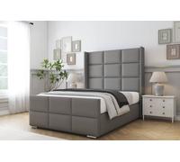 Comfort Beds Charlie Dumfries Bed Frame - 50" Upholstered Wingback Headboard in Light Grey | Size: Super King Comfort Beds Light Grey Super King