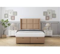 Comfort Beds Charlie Dumfries Ottoman Bed Set With 54" Wingback Headboard in Light Brown | Size: Small Single Comfort Beds Light Brown Small Single