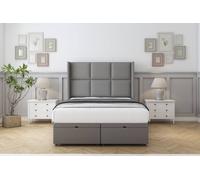 Comfort Beds Charlie Dumfries Ottoman Bed Set With 54" Wingback Headboard in Light Grey | Size: King Comfort Beds Light Grey King