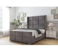 Comfort Beds Charlie Naples Bed Frame - 50" Upholstered Wingback Headboard in Grey | Size: King Comfort Beds Grey King