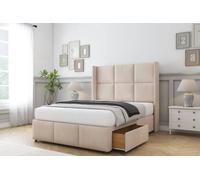 Comfort Beds Charlie Naples Divan Base 2 Drawers - 54" Wingback-Footboard in Light Sand | Size: Double Comfort Beds Light Sand Double