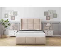Comfort Beds Charlie Naples Divan Base No Drawers - 54" Wingback-Footboard in Light Sand | Size: Super King Comfort Beds Light Sand Super King