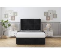 Comfort Charlie Black Naples Ottoman Bed With Mattress With 54" Wingback Headboard 6' Super King