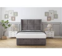 Comfort Beds Charlie Naples Ottoman Bed Set With 54" Wingback Headboard in Grey | Size: Single Comfort Beds Grey Single
