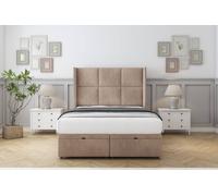 Comfort Beds Charlie Naples Ottoman Bed Set With 54" Wingback Headboard in Light Brown | Size: Single Comfort Beds Light Brown Single
