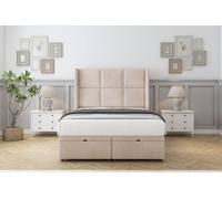 Comfort Beds Charlie Naples Ottoman Bed Set With 54" Wingback Headboard in Light Sand | Size: Double Comfort Beds Light Sand Double