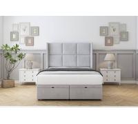 Comfort Beds Charlie Naples Ottoman Bed Set With 54" Wingback Headboard in Silver | Size: Small Double Comfort Beds Silver Small Double