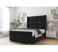 Comfort Beds Charlie Plush Bed Frame - 50" Upholstered Wingback Headboard in Black | Size: Single Comfort Beds Black Single