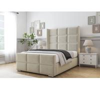 Comfort Beds Charlie Plush Bed Frame - 50" Upholstered Wingback Headboard in Cream | Size: King Comfort Beds Cream King
