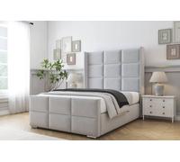 Comfort Beds Charlie Plush Bed Frame - 50" Upholstered Wingback Headboard in Silver | Size: Small Double Comfort Beds Silver Small Double
