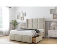 Comfort Beds Charlie Plush Divan Base 2 Drawers - 54" Wingback-Footboard in Cream | Size: Double Comfort Beds Cream Double