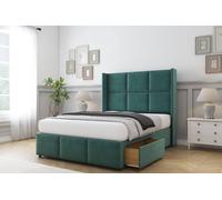 Comfort Beds Charlie Plush Divan Base 2 Drawers - 54" Wingback-Footboard in Emerald | Size: Super King Comfort Beds Emerald Super King