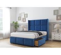 Comfort Beds Charlie Plush Divan Base 2 Drawers - 54" Wingback-Footboard in Navy | Size: King Comfort Beds Navy King