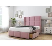 Comfort Beds Charlie Plush Divan Base 2 Drawers - 54" Wingback-Footboard in Pink | Size: Double Comfort Beds Pink Double