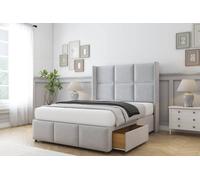 Comfort Beds Charlie Plush Divan Base 2 Drawers - 54" Wingback-Footboard in Silver | Size: King Comfort Beds Silver King