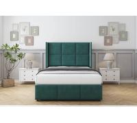 Comfort Beds Charlie Plush Divan Base No Drawers - 54" Wingback-Footboard in Emerald | Size: Super King Comfort Beds Emerald Super King