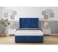 Comfort Beds Charlie Plush Divan Base No Drawers - 54" Wingback-Footboard in Navy | Size: Small Double Comfort Beds Navy Small Double